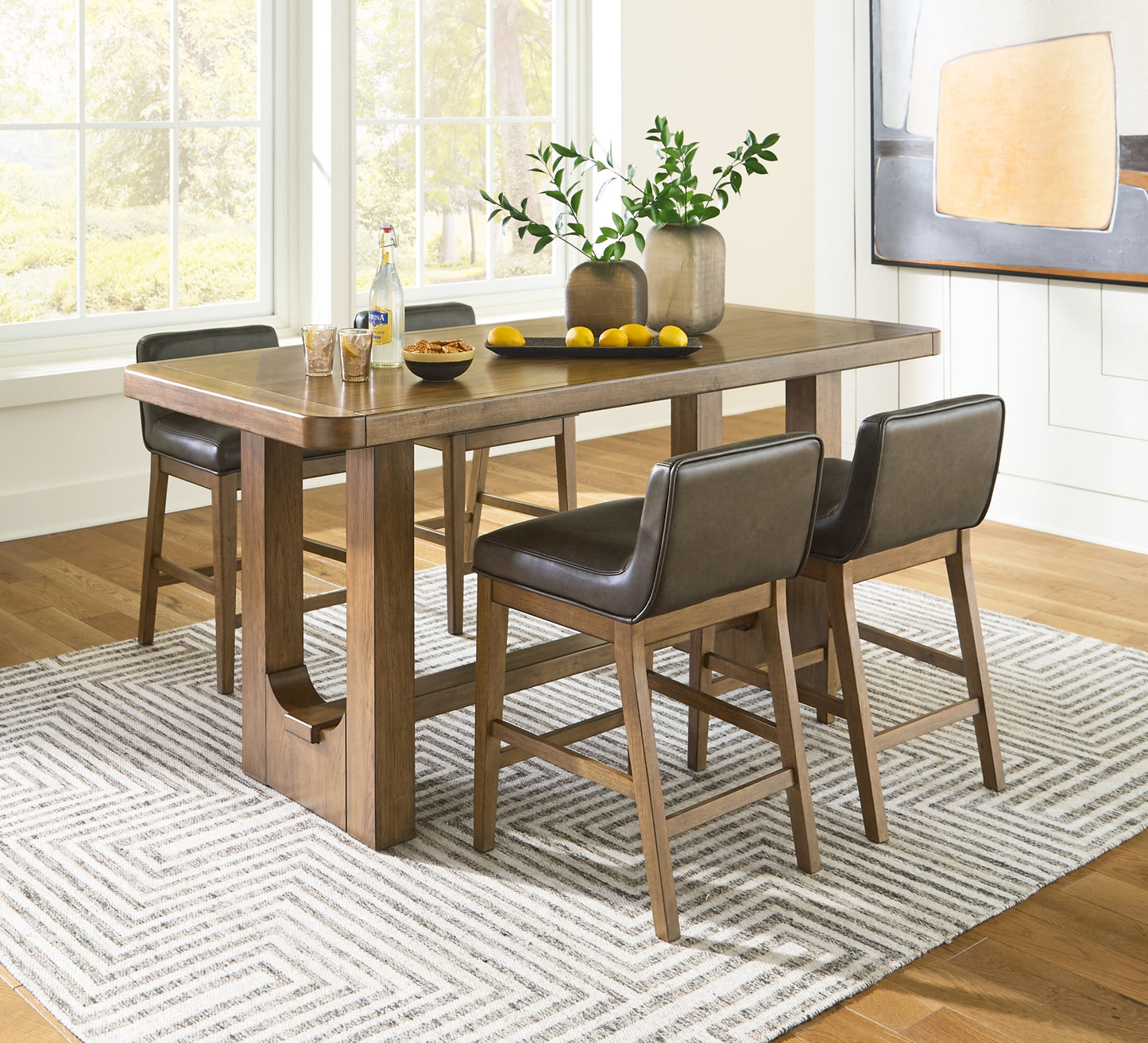 Cabalynn Counter Height Dining Table and 4 Barstools