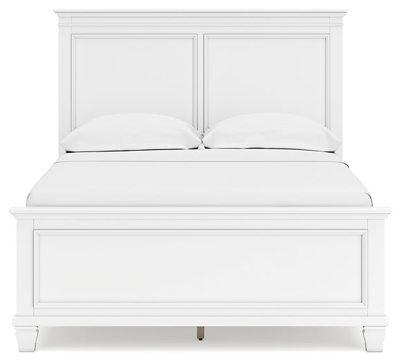 Fortman Full Panel Bed with Mirrored Dresser, Chest and 2 Nightstands